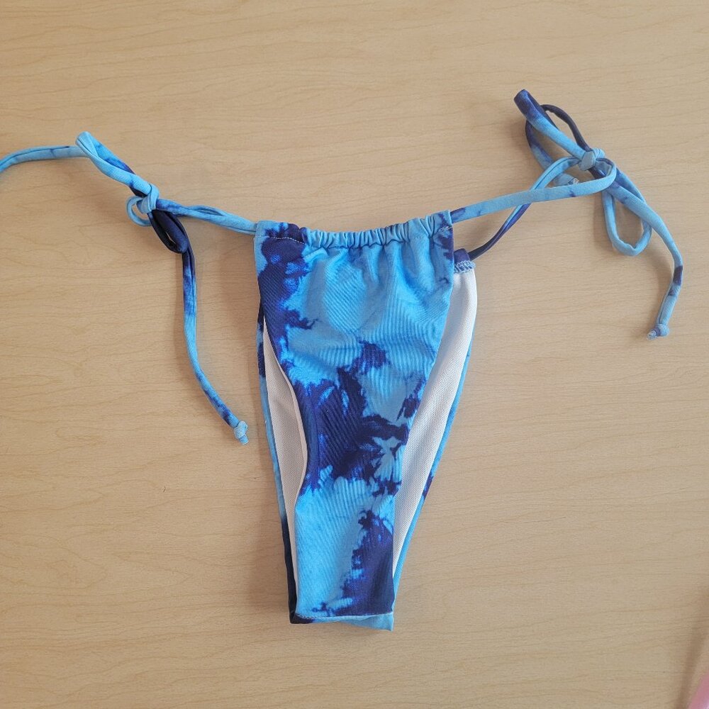 Bikini String Bottom Tye-dye Blue Cheeky Skimpy